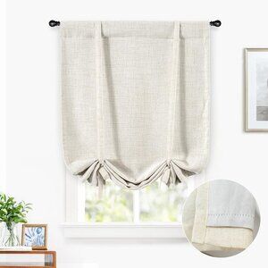 DriftAway Double Layer Light Linen Blackout Tie Up Curtains Thermal 31"W x 47"L